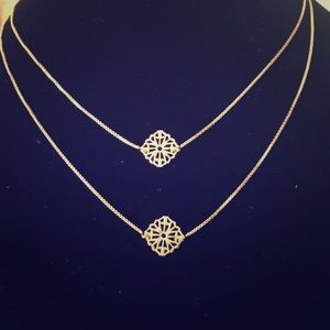 Gold played double chain necklace